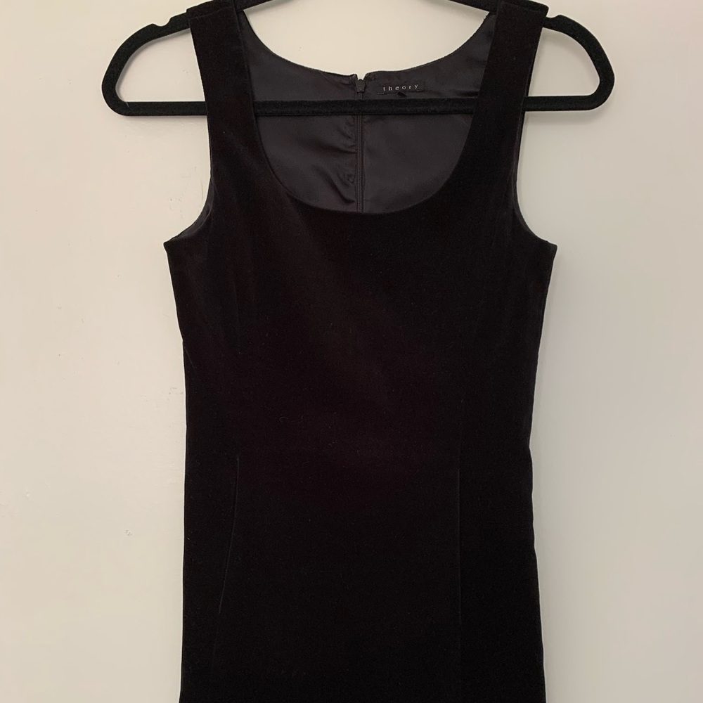 Theory black velvet mini dress